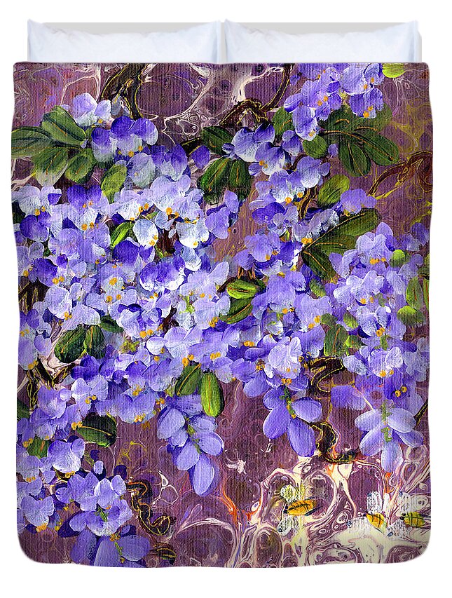 Wisteria Duvet Cover featuring the painting Wisteria by Charlene Fuhrman-Schulz