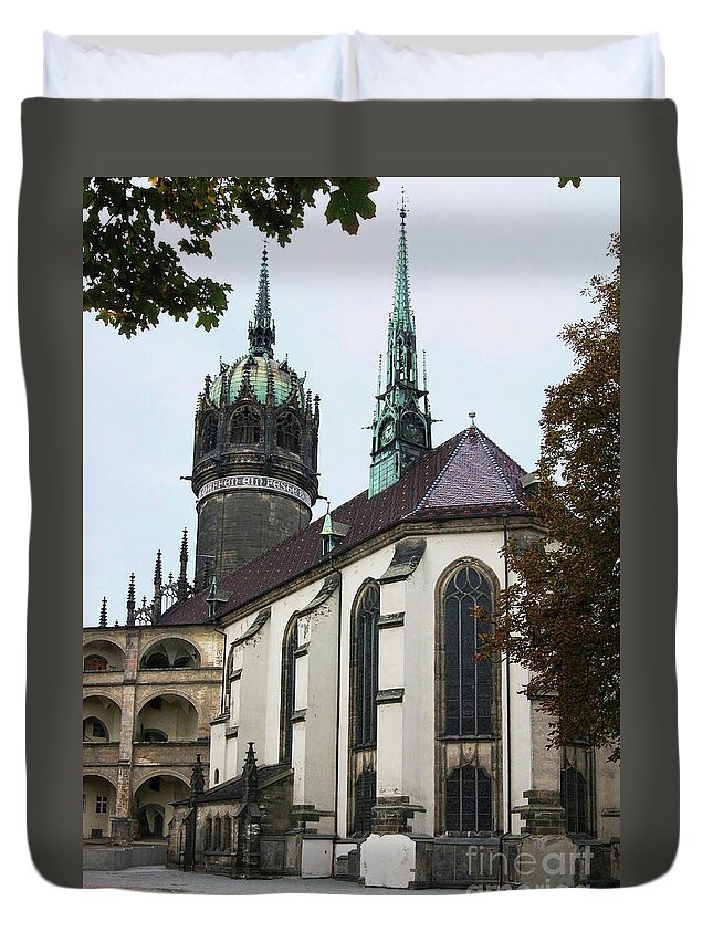 Prott Duvet Cover featuring the photograph Wittenberg Castle Church 1 by Rudi Prott