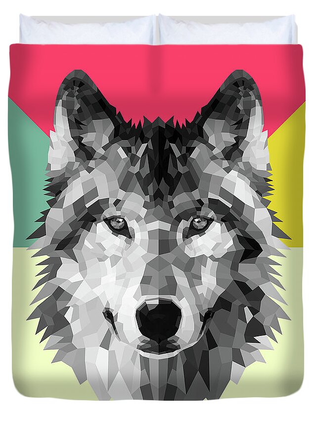 Wolf Duvet Cover featuring the digital art Wolf by Naxart Studio