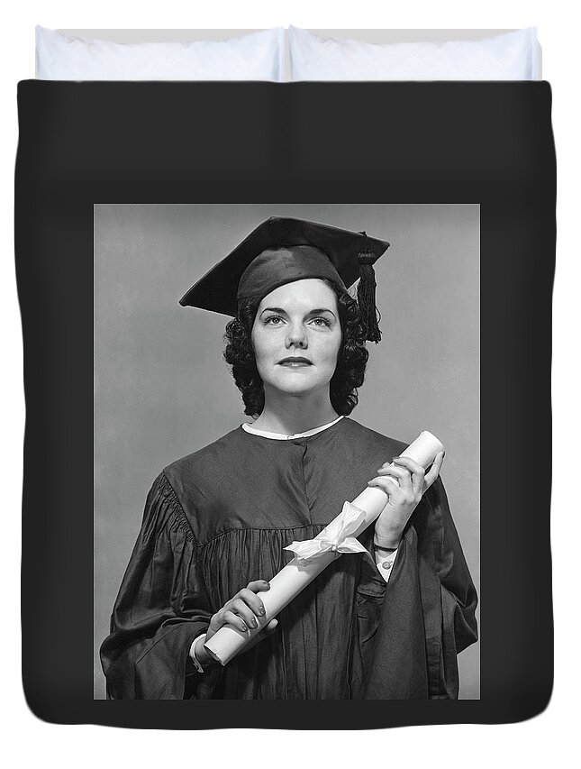 Education Duvet Cover featuring the photograph Woman Who Graduated by George Marks