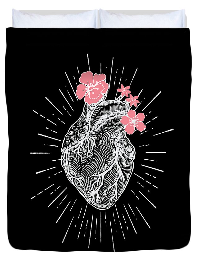 Womens Vintage Human Heart Print Heart Floral Design For Women