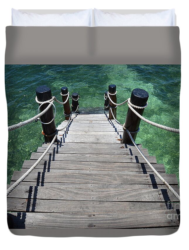 Stairs Duvet Cover featuring the photograph Wooden Stairs by Thomas Schroeder