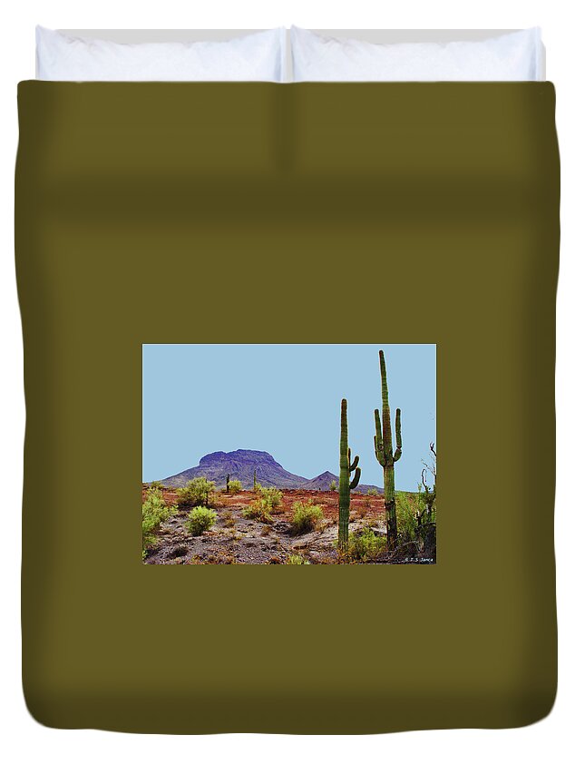Woolsey Peak Arizona Duvet Cover featuring the digital art Woolsey Peak Arizona by Tom Janca