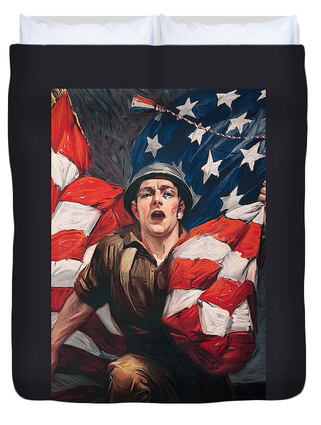 War Duvet Cover featuring the photograph World War One Poster Of Soldier And Us by Comstock