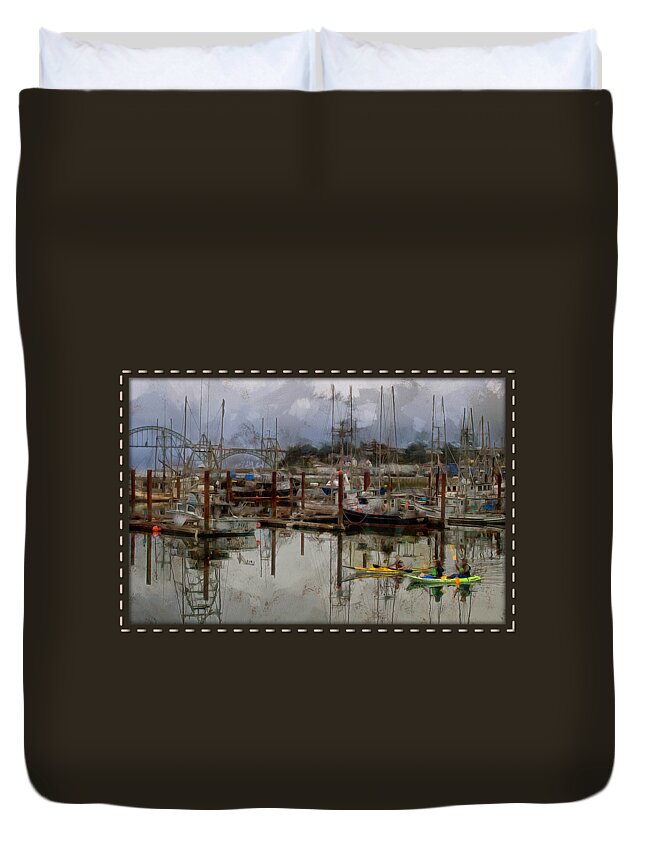 Newport Duvet Cover featuring the photograph Yaquina Bay Kayaking by Thom Zehrfeld