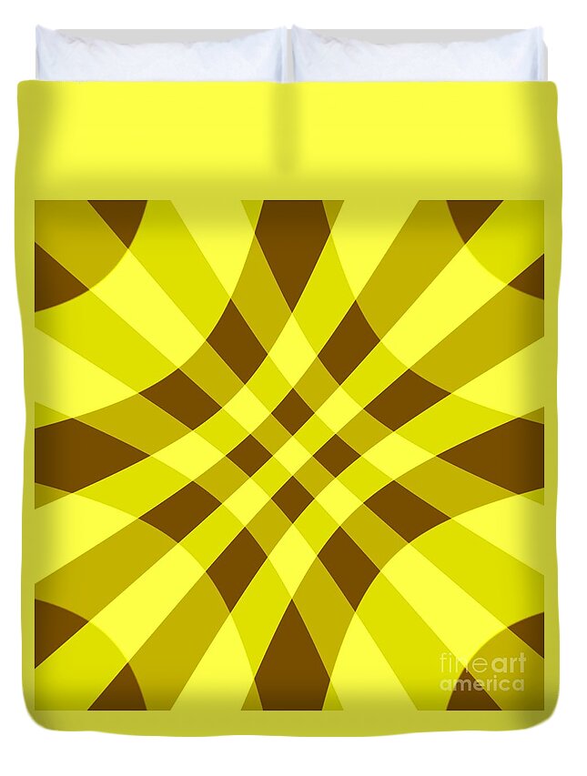 Yellow Duvet Cover featuring the digital art Yellow Brown Crosshatch by Delynn Addams for Home Decor by Delynn Addams
