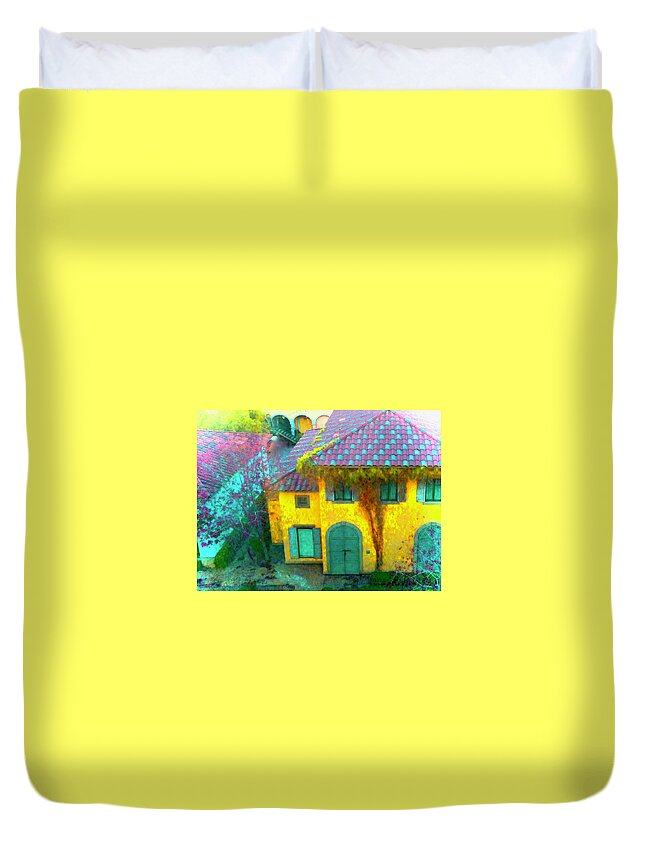Yellow House Duvet Cover featuring the photograph Yellow Summer House by Debra Grace Addison