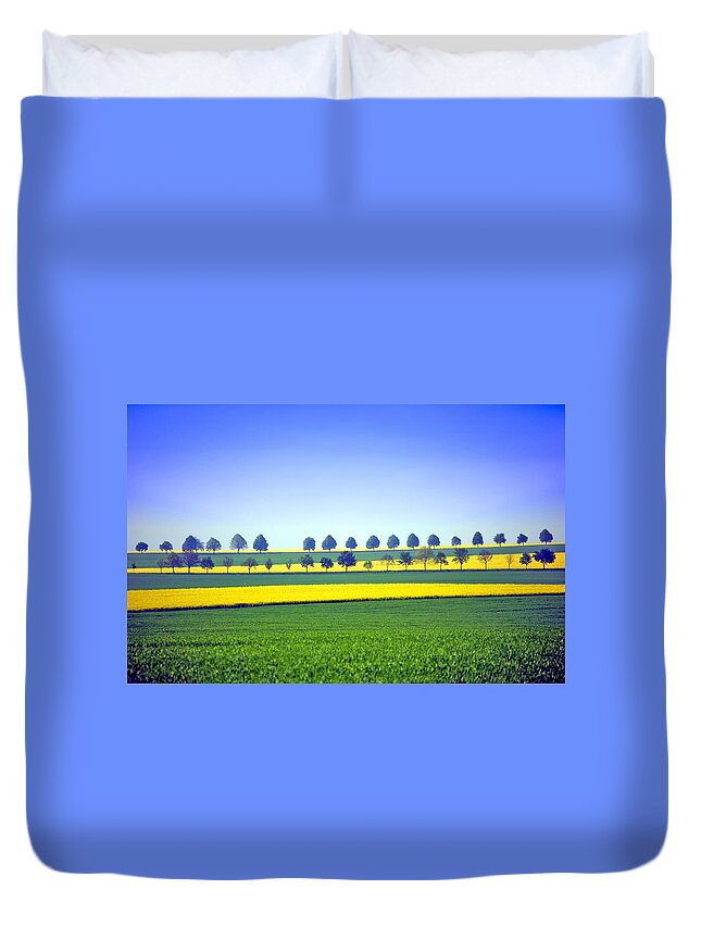 Scenics Duvet Cover featuring the photograph Yellow Striped Fields by Created By Tobi2008