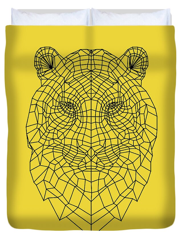 Tiger Duvet Cover featuring the digital art Yellow Tiger by Naxart Studio