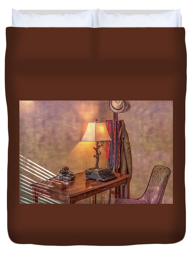 Manual Typewriter Duvet Cover featuring the photograph Yesterday by Marcy Wielfaert