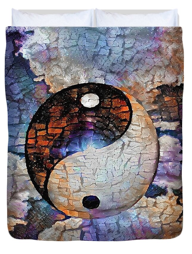 Abstract Duvet Cover featuring the digital art Yin - Yang sign by Bruce Rolff