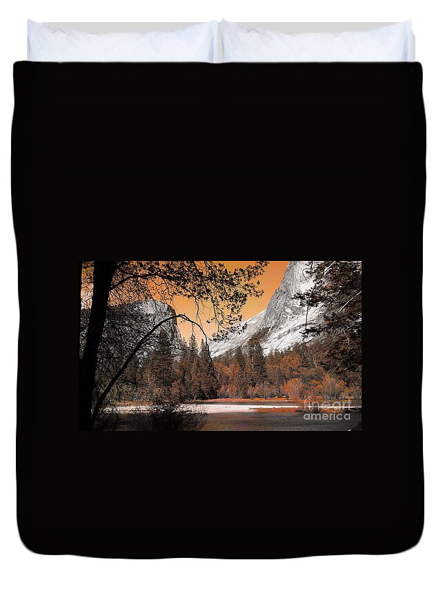 Yosemite Duvet Cover featuring the digital art Yosemite Mirror Lake Photo Art by Chuck Kuhn