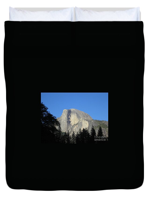 Yosemite Duvet Cover featuring the photograph Yosemite National Park Half Dome Rock Close Up View on A Clear Day by John Shiron