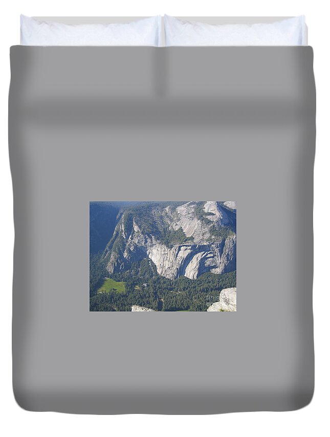 Yosemite Duvet Cover featuring the photograph Yosemite National Park Yosemite Valley Aerial View by John Shiron