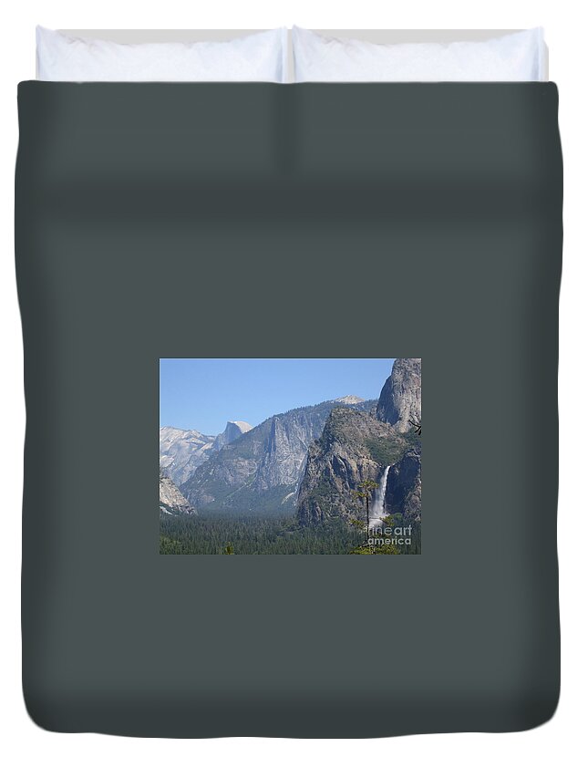 Yosemite Duvet Cover featuring the photograph Yosemite Valley Yosemite National Park Half Dome Rock Bridal Veil Fall A Nature's Beauty by John Shiron