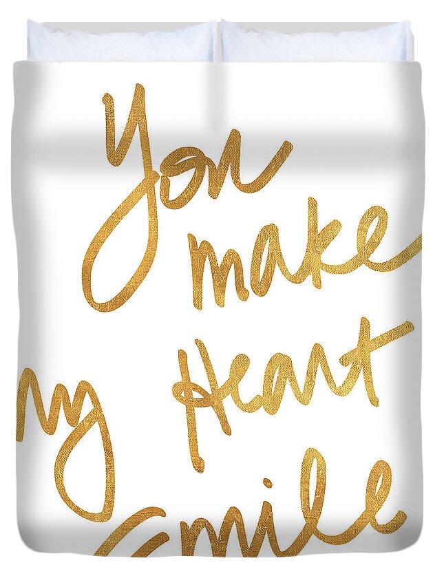 You Duvet Cover featuring the painting You Make My Heart Smile by Sd Graphics Studio