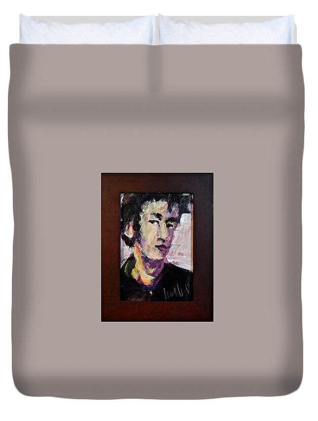 Painting Duvet Cover featuring the painting Young Lennon by Les Leffingwell