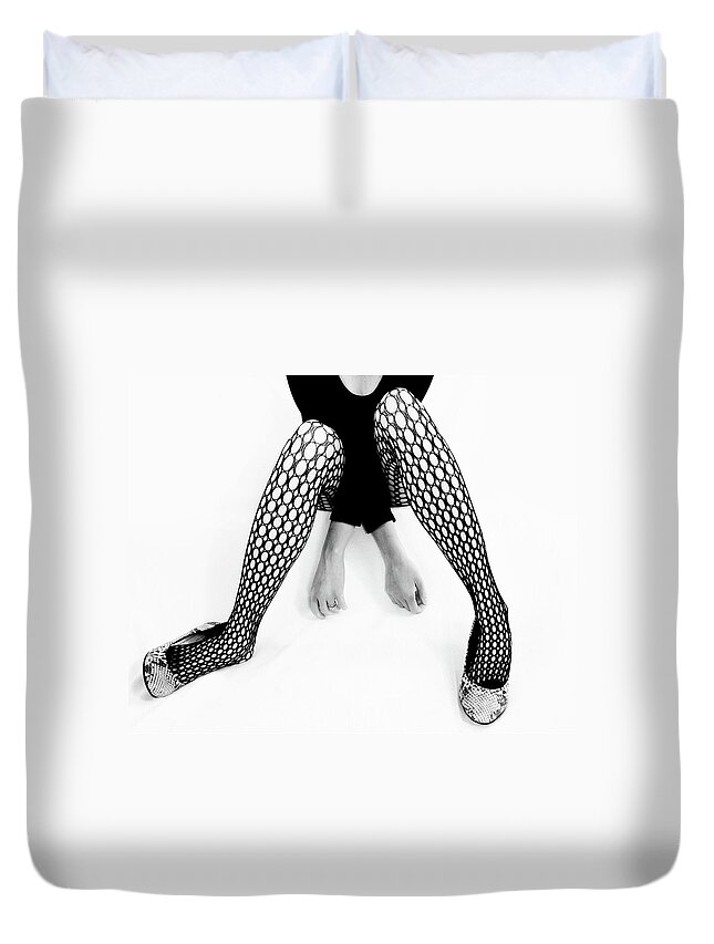 People Duvet Cover featuring the photograph Young Womans Legs Posing In Black by Photo By Kirsten Geyer