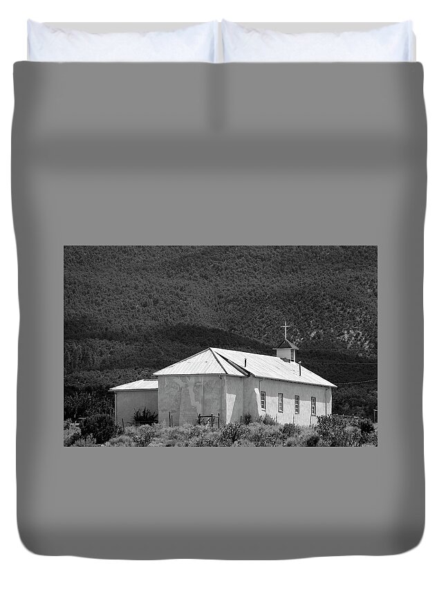 Black And White Duvet Cover featuring the photograph Youngsville Church by Jonathan Thompson