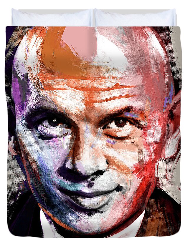 Yul Duvet Cover featuring the painting Yul Brynner by Stars on Art