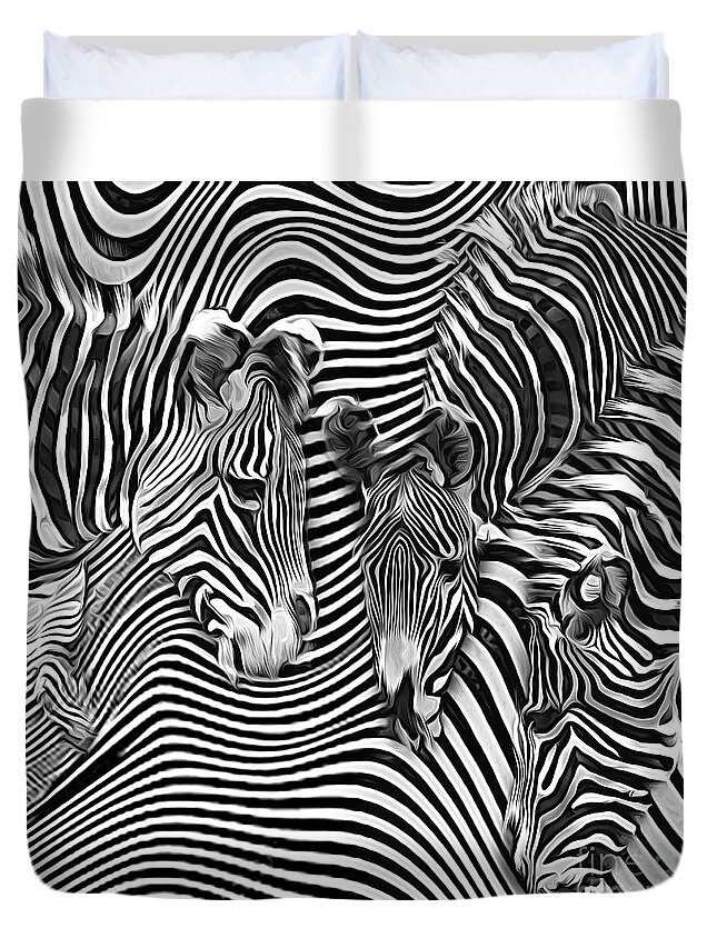 Zebra Duvet Cover featuring the digital art Zebra Stripes Abstract by Brian Tarr