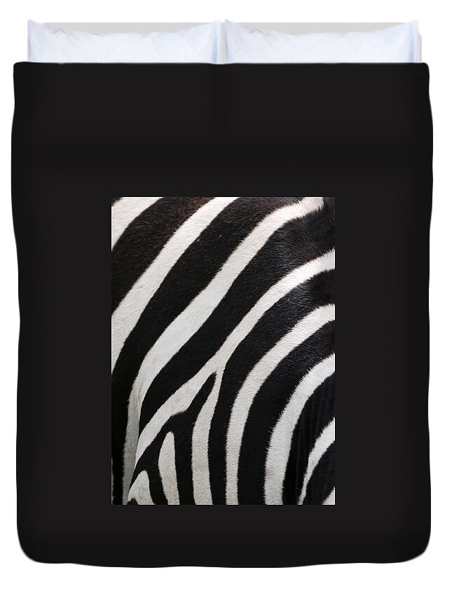 Black Color Duvet Cover featuring the photograph Zebra Stripes by Freder