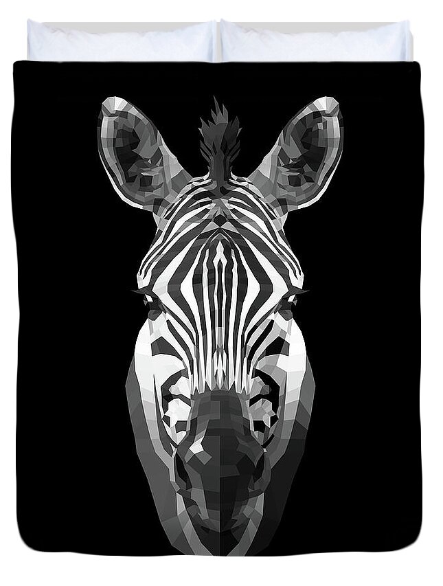 Zebra Duvet Cover featuring the digital art Zebra's Face by Naxart Studio