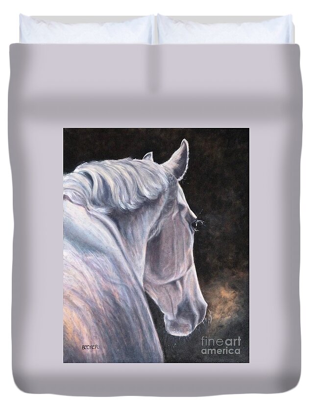 Horse Duvet Cover featuring the painting Zen Breath by Susan A Becker