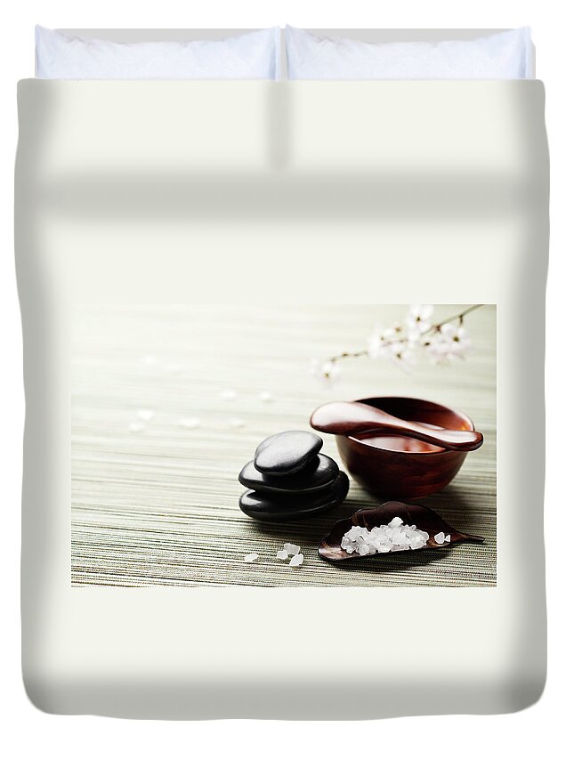 Concepts & Topics Duvet Cover featuring the photograph Zen Spa Rejuvenation Background by Nightanddayimages