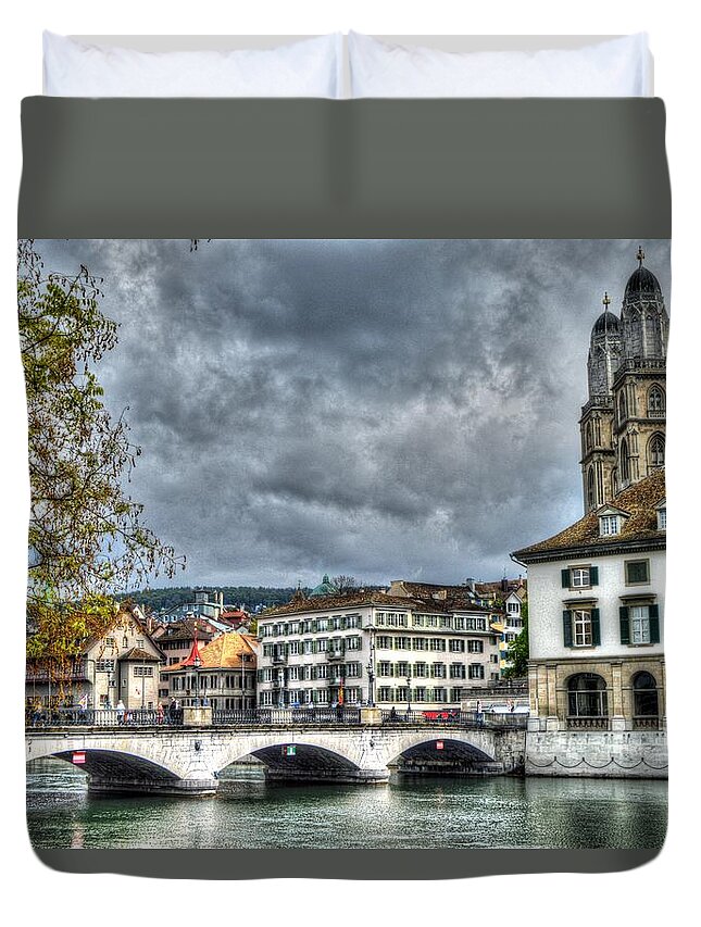 Zurich Duvet Cover featuring the photograph Zurich Switzerland by Bill Hamilton