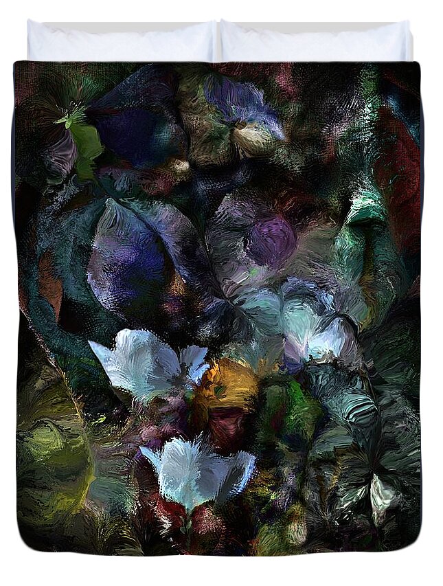 Fine Art Duvet Cover featuring the digital art 0221 Floral1 by David Lane