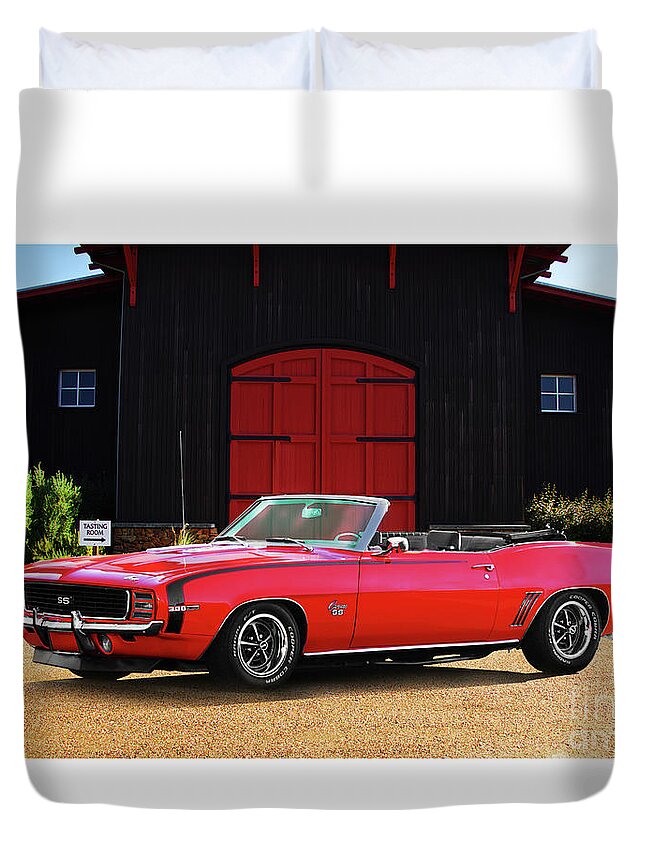 1969 Chevrolet Camaro Ss396 Duvet Cover featuring the photograph 1969 Camaro SS396 Convertible by Dave Koontz