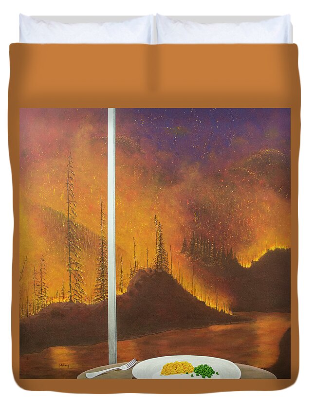 Landscape Duvet Cover featuring the painting A Last Supper by Jack Malloch
