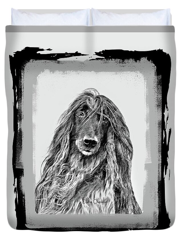 Dog Duvet Cover featuring the digital art Afghan Hound #1 by Diane Chandler