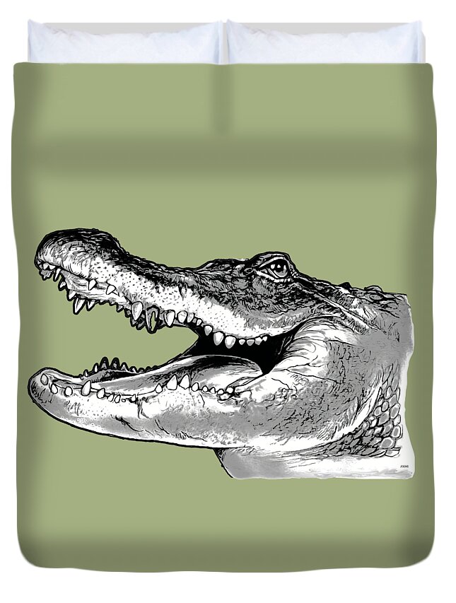 American Duvet Cover featuring the drawing American Alligator by Greg Joens