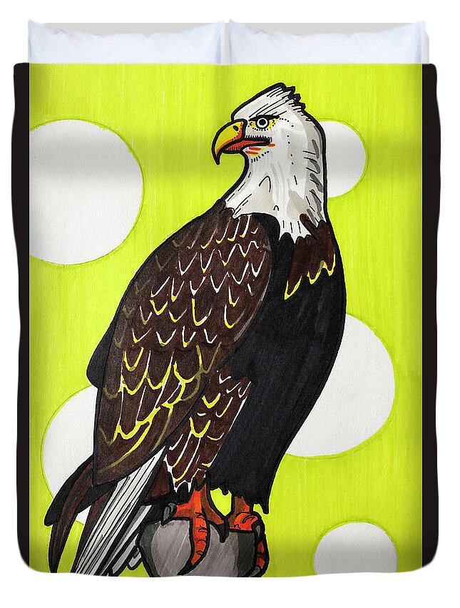 American Bald Eagle Duvet Cover featuring the drawing American Bald Eagle #1 by Creative Spirit