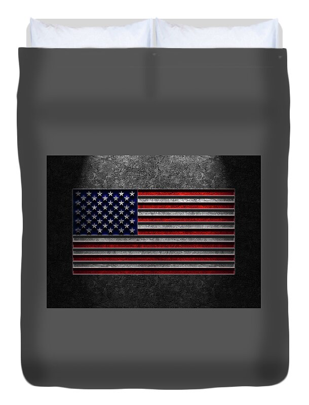 4th Of July Duvet Cover featuring the digital art American Flag Stone Texture Repost #1 by Brian Carson