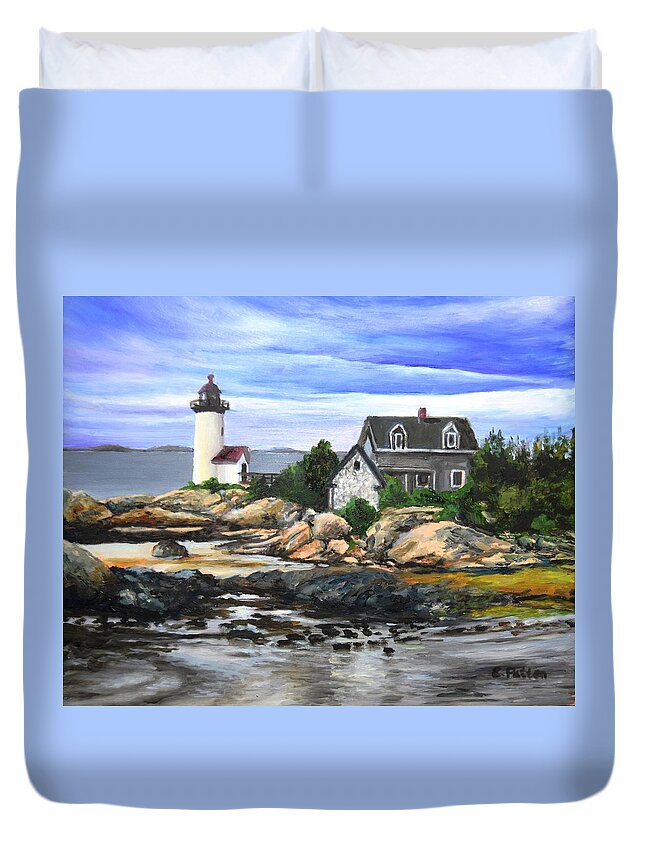 Annisquam Duvet Cover featuring the painting Annisquam #1 by Eileen Patten Oliver