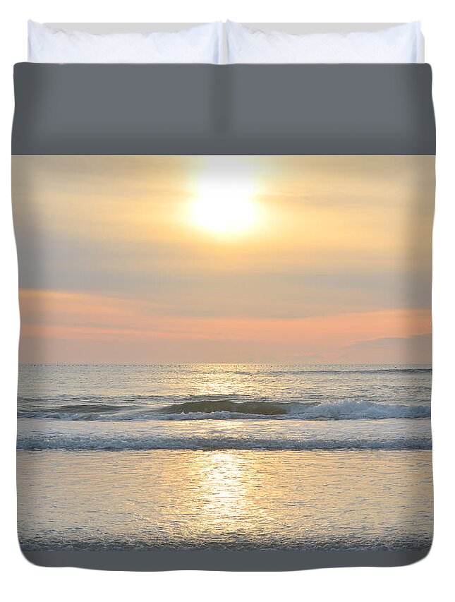 Obx Sunrise Duvet Cover featuring the photograph April Sunrise #1 by Barbara Ann Bell