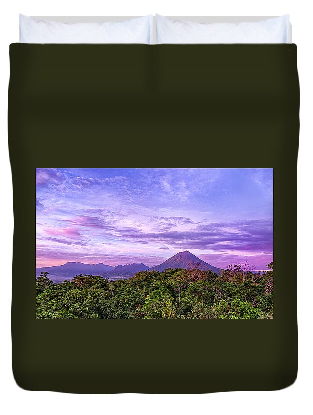  Duvet Cover featuring the photograph Arenal Volcano at Sunrise #1 by Jim Miller