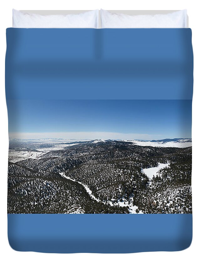 Snow Duvet Cover featuring the photograph Atlas mountains snow forest in Morocco #1 by Mikhail Kokhanchikov