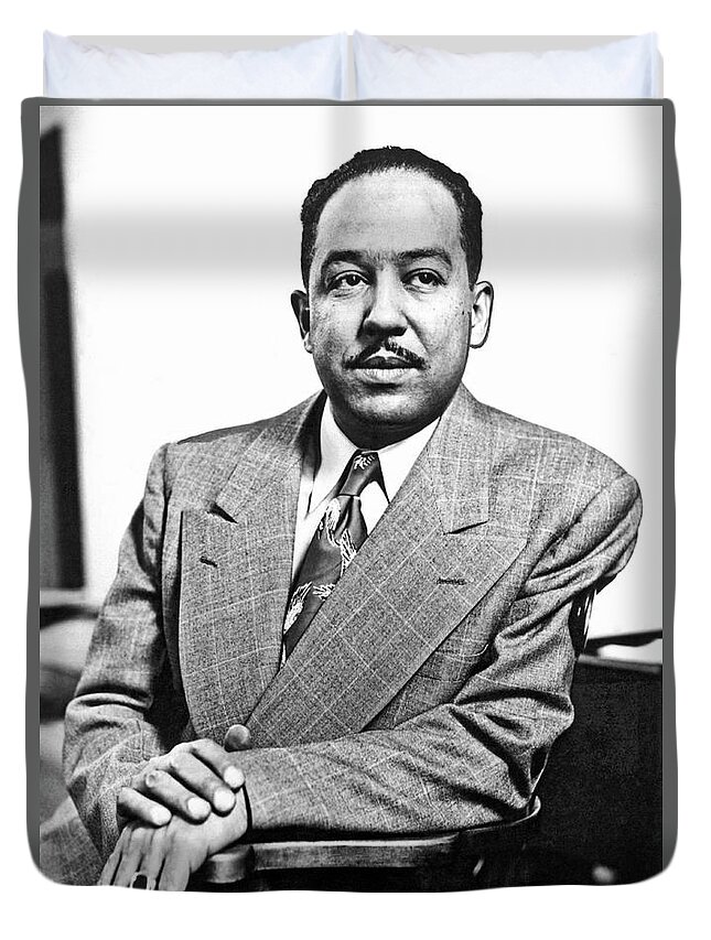 1 Person Duvet Cover featuring the photograph Author Langston Hughes #2 by Underwood Archives