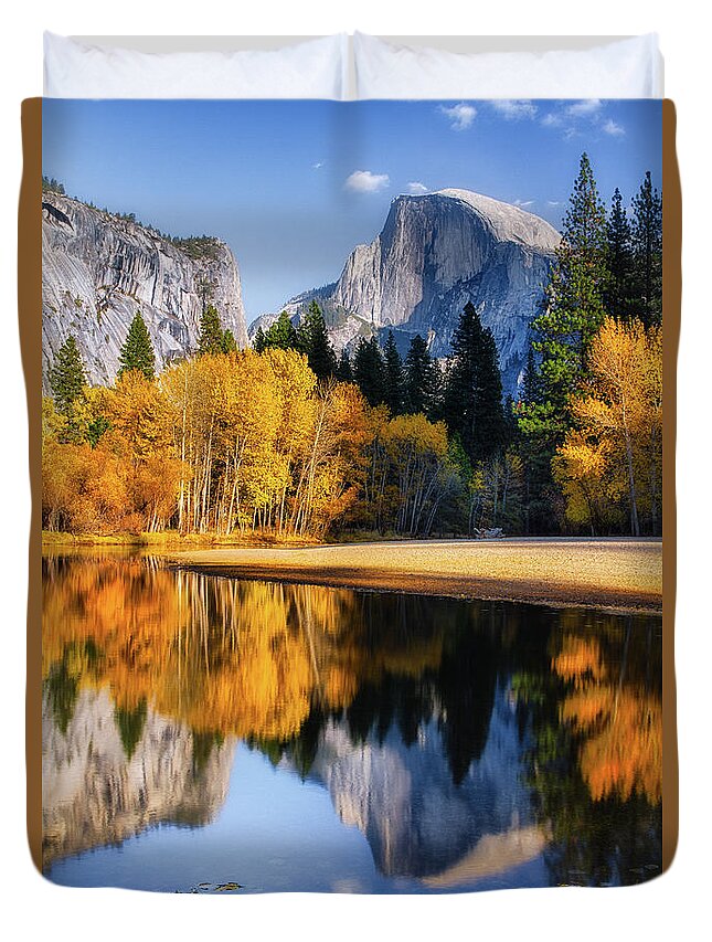 Yosemite Duvet Cover featuring the photograph Autumn Reflections #1 by Anthony Michael Bonafede