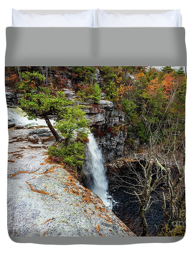2018 Duvet Cover featuring the photograph Autumn Waterfall #1 by Stef Ko