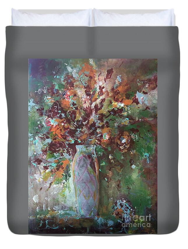 Vase Duvet Cover featuring the painting Autumnal Glory by Jacqui Hawk