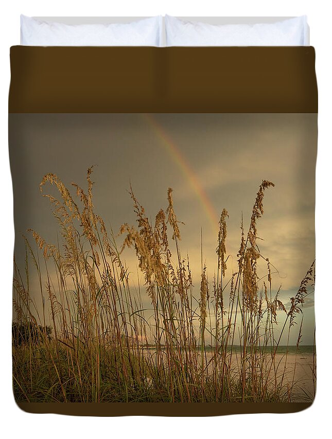 Beach Duvet Cover featuring the photograph Beach Rainbow #2 by Carolyn Hutchins