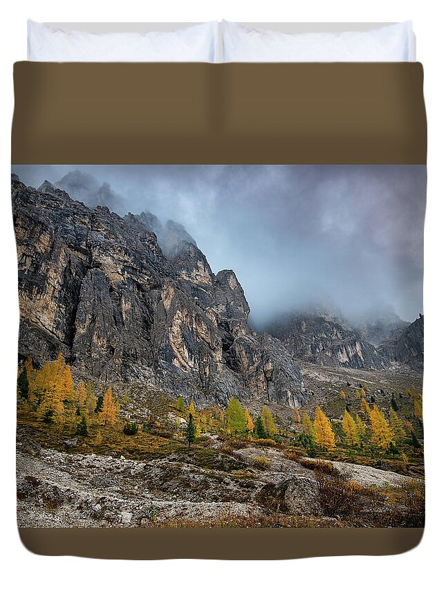 Italy Duvet Cover featuring the photograph Beautiful mountain landscape of the picturesque Dolomites mounta #2 by Michalakis Ppalis