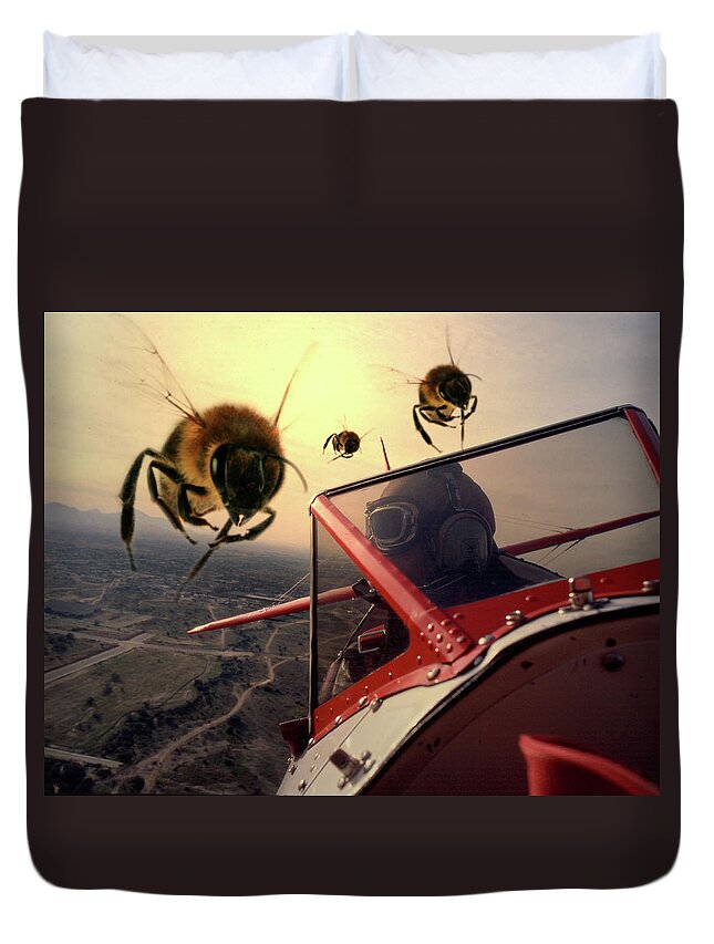 Fantasy Duvet Cover featuring the photograph Bee Attack 2 by Jim Painter