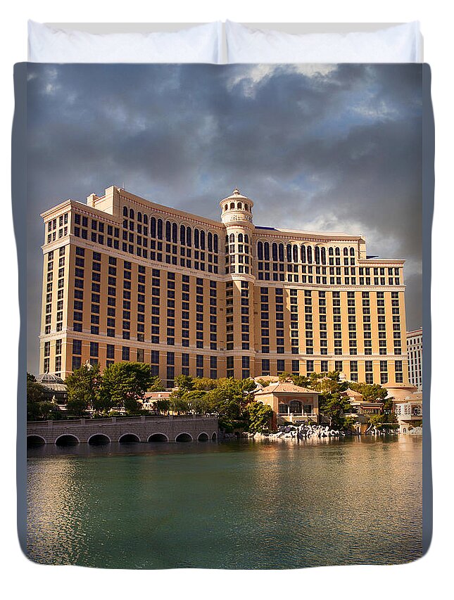 Bellagio Duvet Cover featuring the photograph Bellagio Hotel Vegas #1 by Chris Smith