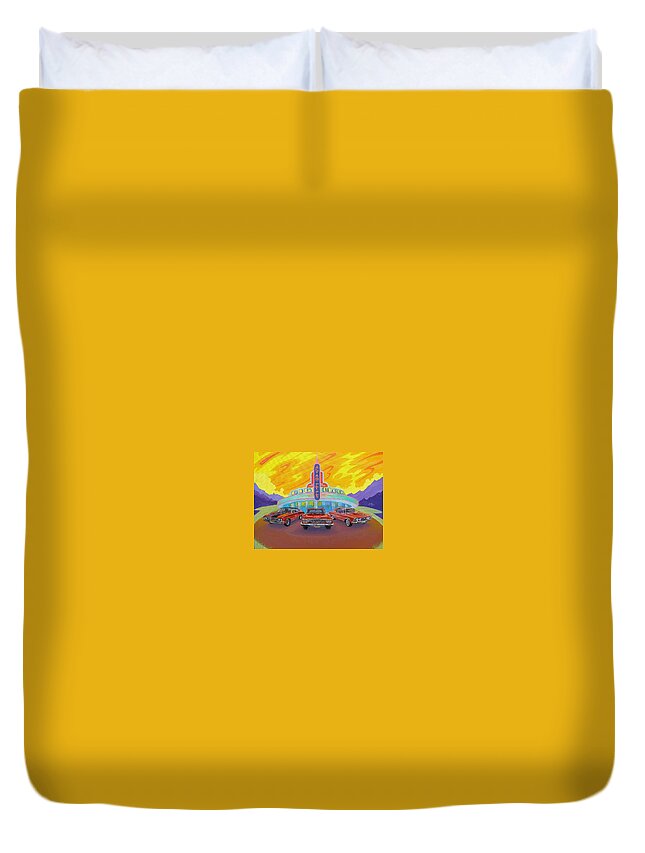 Super Charged Duvet Cover featuring the painting Big block cafe #1 by Alan Johnson